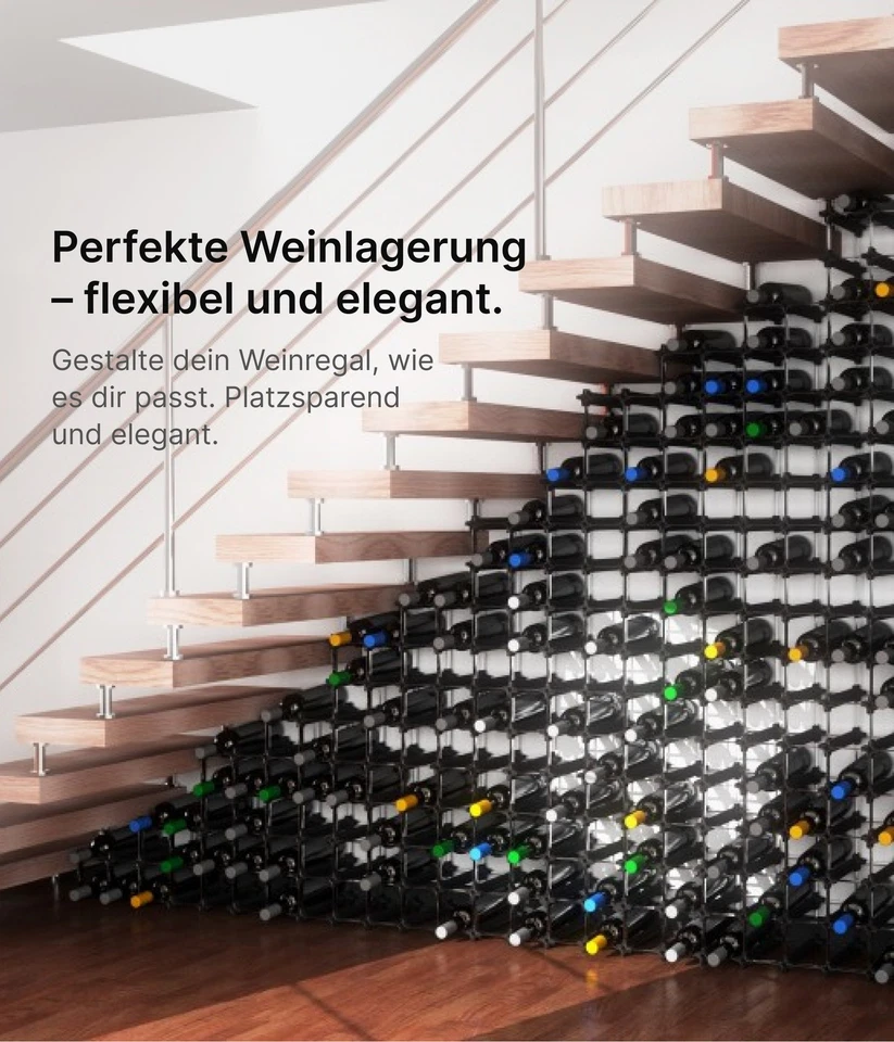 Portabottiglie modulare impilabile scaffale vino per 6 fino a 60 bottiglie - Immagine 2 di 4