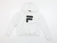 Womens UK XS Regular FILA White Pullover Hoodie