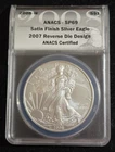 2008 W Burnished American SILVER Eagle REVERSE of 2007 ANACS SP69
