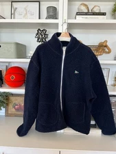 🔥 Drakes Drake's London Navy Boucle Fleece Zip Jacket 2XL XXL