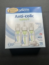 Dr. Brown's Options Narrow Baby Bottle Level 1 4oz 3-Pack Anti-Colic Pump NEW