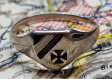 Patriotischer Silberring Silber Punze EK Eiserne Kreuz Band Sch&ouml;nes Motiv