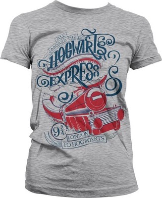 Harry Potter All Aboard The Hogwarts Express Girly Tee Damen T-Shirt Heather-Gre