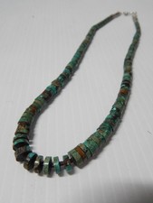 VINTAGE NAVAJO / SANTO DOMINGO INDIAN TURQUOISE HEISHI BEADS NECKLACE
