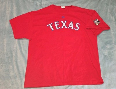 Texas RANGERS MBL 2010 World Series Shirt 2XL Majestic Red  Josh Hamilton Tee