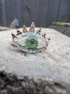 Vergoldeter Evil Eye Kostüm Ring verstellbar Größe P