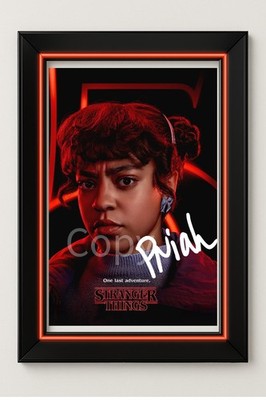 Priah Ferguson signierter Vordruck 7x5 Foto Stranger Things 5 Weihnachtsgeschenk Staffel 5