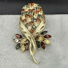 Spilla Coro Vintage Tono Oro Strass Autunno LEGGI