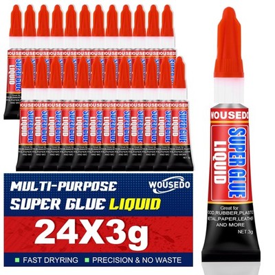Super Glue Clear Liquid Strong Adhesive Fast Drying Cyanoacrylate Glue - 24 Pack