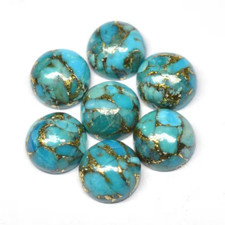 Wholesale Blue Copper Turquoise Cabochon Round shape Loose Gemstone Jewellery.