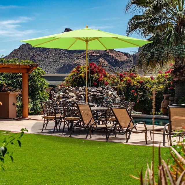 13ft Xl Outdoor Patio Umbrella W German Beech Wood Pole Beach Yard Garden For Sale Online Ebay