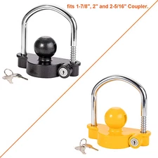 Universal Trailer Hitch Tow Ball Coupler Lock U-Shape Steel 1-7/8" 2" 2-5/16"