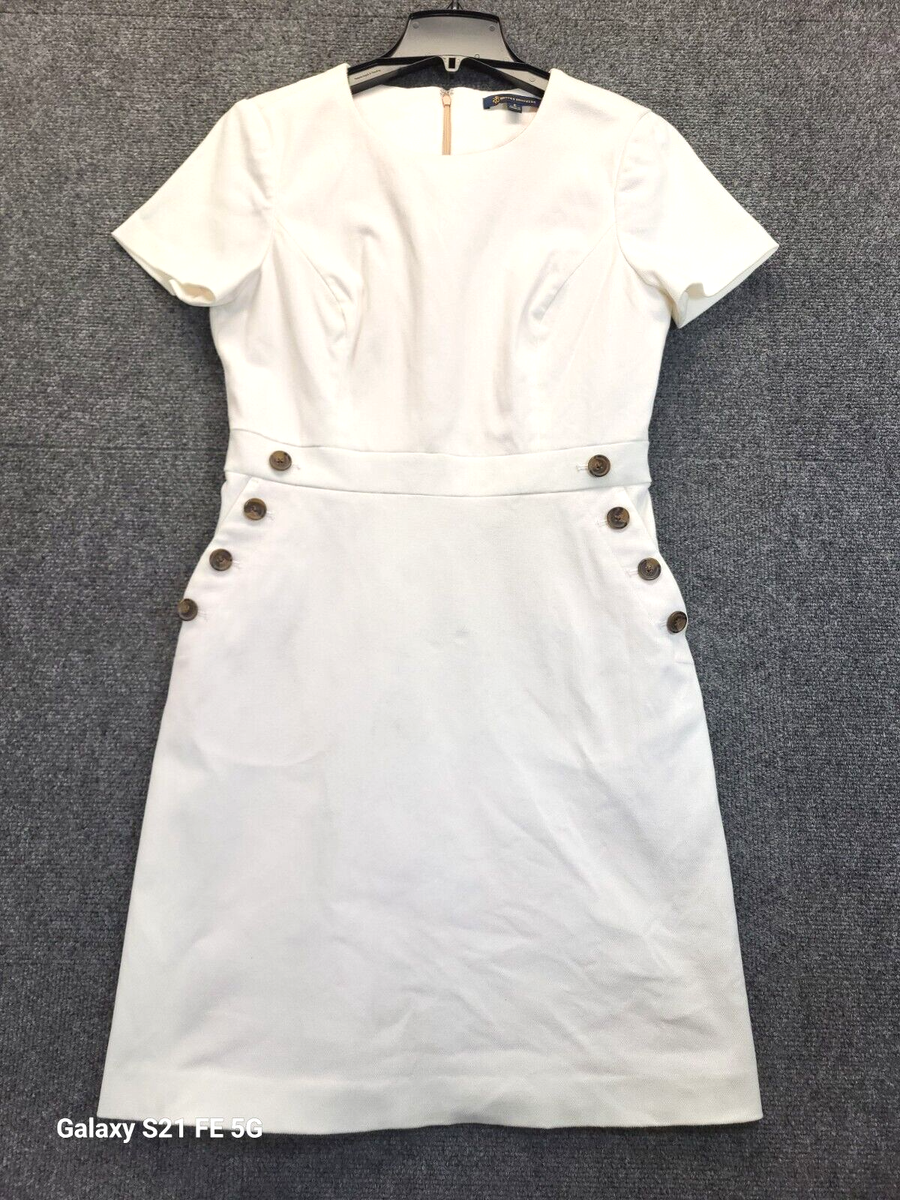 Brooks Brothers Women's Sheath Dress Sz White Short Sleeve Zip
