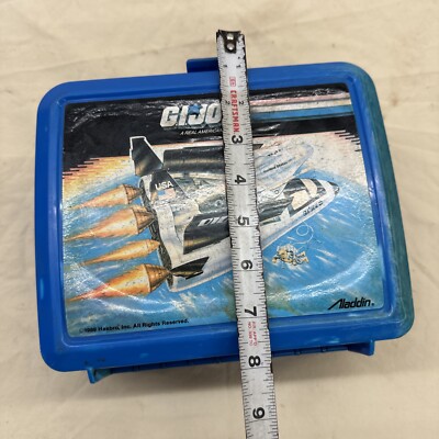 Vintage 1989 Hasbro GI Joe Blue Plastic Lunchbox With Thermos