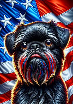 Brussels Griffon Black Patriotic III Flag