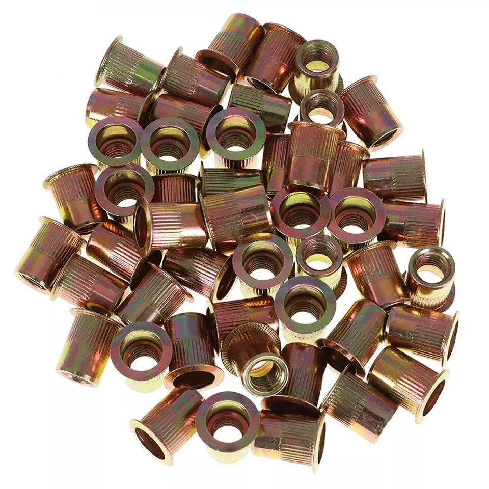 55 Pack 3/8 -16 Rivet Nuts Carbon Steel Threaded Insert Nutsert Rivnuts