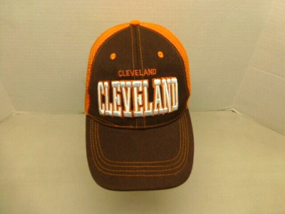 Cleveland Browns NFL Hat Cap Brown Orange Mesh Adjustable Hat EUC
