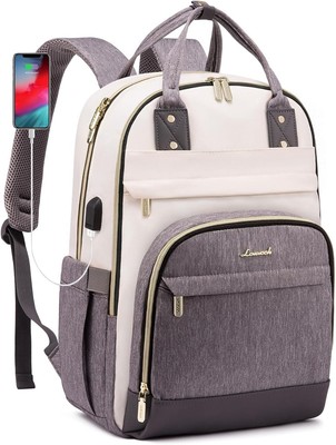 Anti-Diebstahl Laptopfach | Schulrucksack mit 15.6 Zoll Fach | Beige Grau