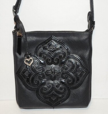 BRIGHTON CASABLANCA KENNA COATED CANVAS LEATHER MEDALLION CROSSBODY MESSENGER