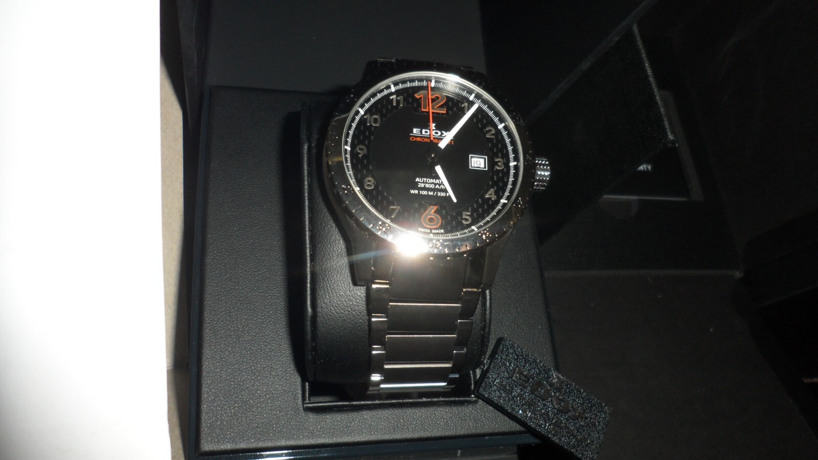 Edox Chronorally 1 Stainless Steel Black Dial Automatic Mens Watch