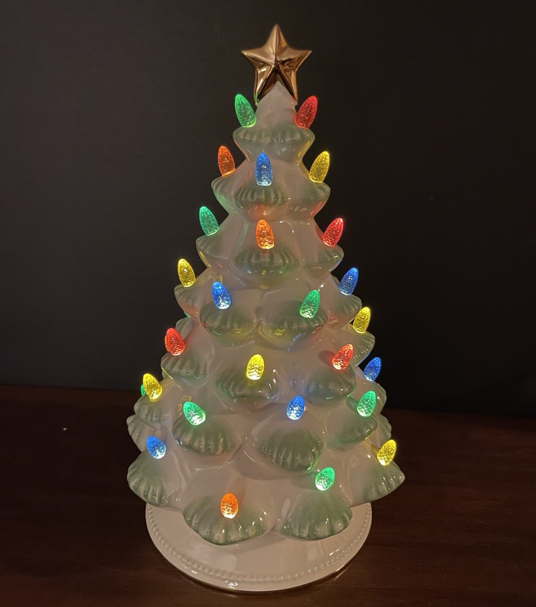 Lenox Treasured Traditions Lighted Ceramic Christmas Tree White