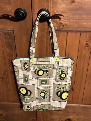 John Deere Large Zippered Fabric Tote Book Toy Bag With 2 Accessory Bags