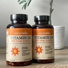 2 naturewise Vitamin D3, 125 mcg (5,000 IU), 360 Softgels Immune Support Health