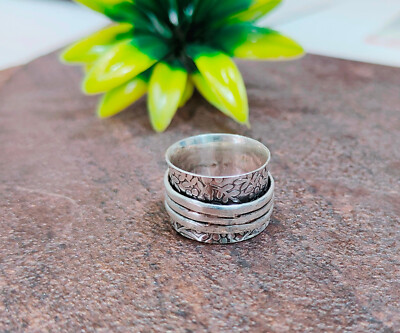 Larimar & Labradorite Spinner band ring 925 Silver Silver jewelry
