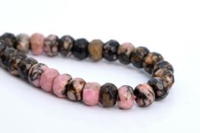 6x4MM Natural Rhodonite Beads Grade AAA Faceted Rondelle Loose Beads 7.5"