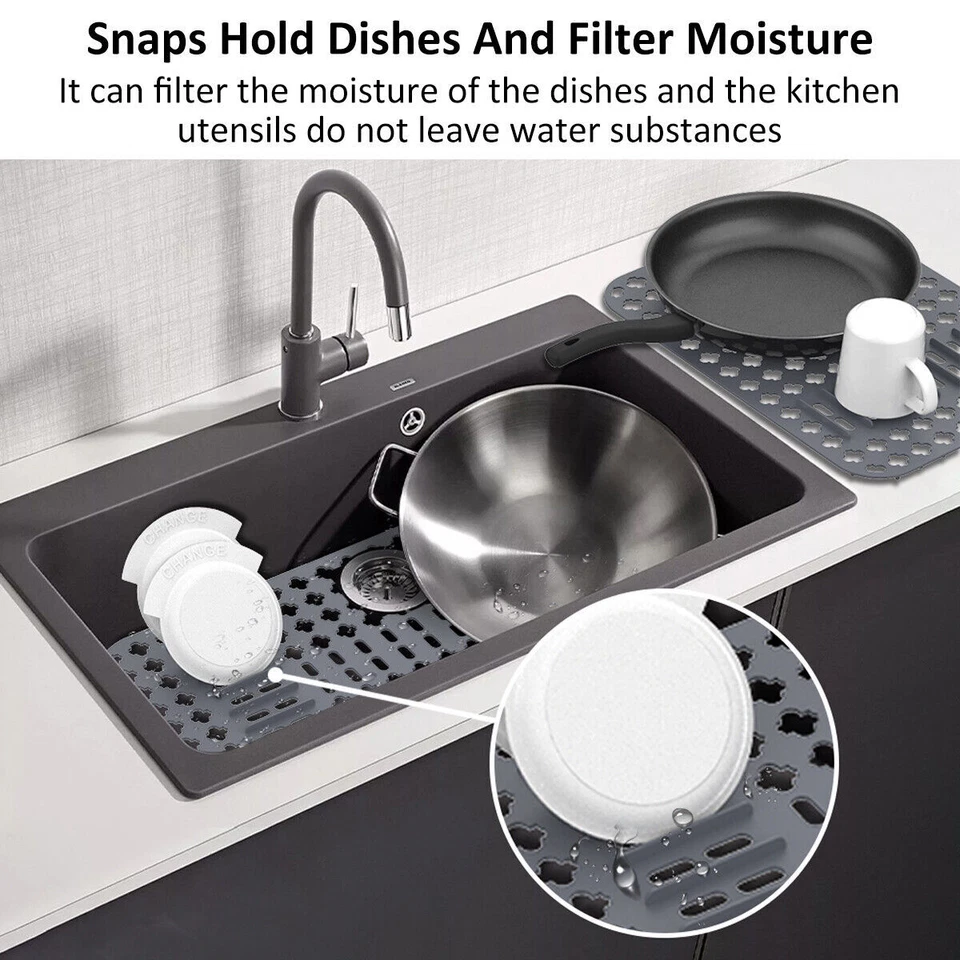 NEW HOT Silicone Sink Protector Heat-Resistant Sink Liner Mat Anti-Slip Kitche - Image 3 of 4