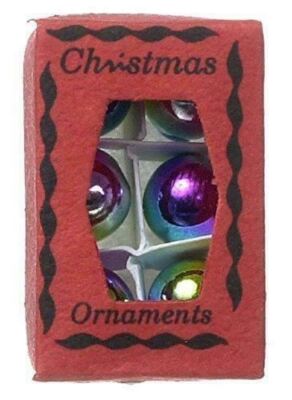 Puppenstube Kiste mit Kugeln 1:12 Christbaumschmuck Deko Zubehör 