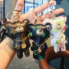 NEW CUTE Bear Leather Keychain PendantCar KeychainMale and Female Bag Pendant