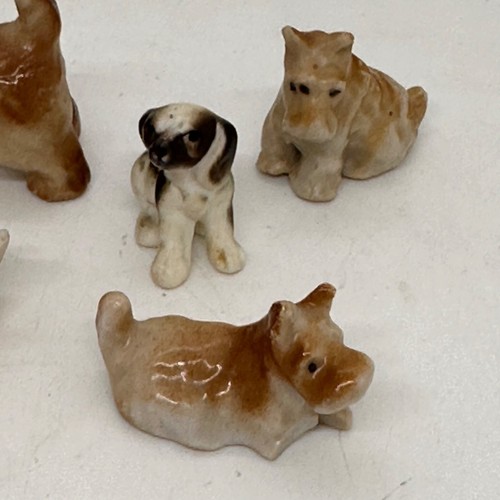 Vintage Japan Miniatur Keramik Hund Figuren Set 6 braun & weiß 1"-2" - Bild 4 von 9
