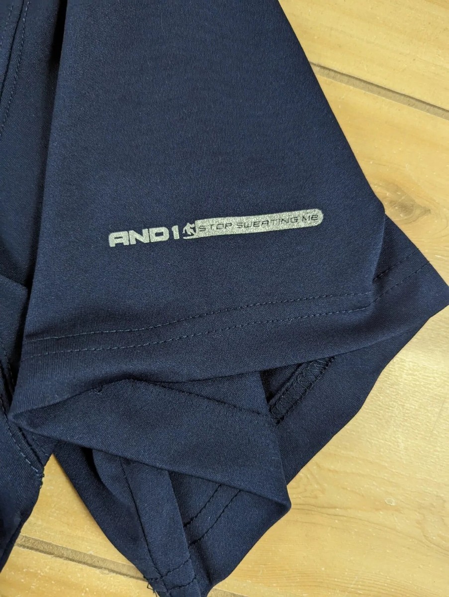 AND1 Basketball Shirt Men's Sx 2X Navy Blue Short Sleeve