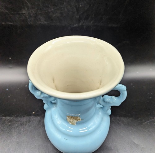 Vintage Abingdon Pottery Ceramic Vase Cornflower Blue Handles Stoneware 7" - Picture 2 of 10
