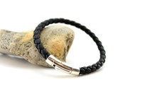Mens Chunky Braided Leather Bracelet With Sterling Silver Clasp-black Mens Chunky Braided Leather Bracelet With Sterling Silver Clasp-black