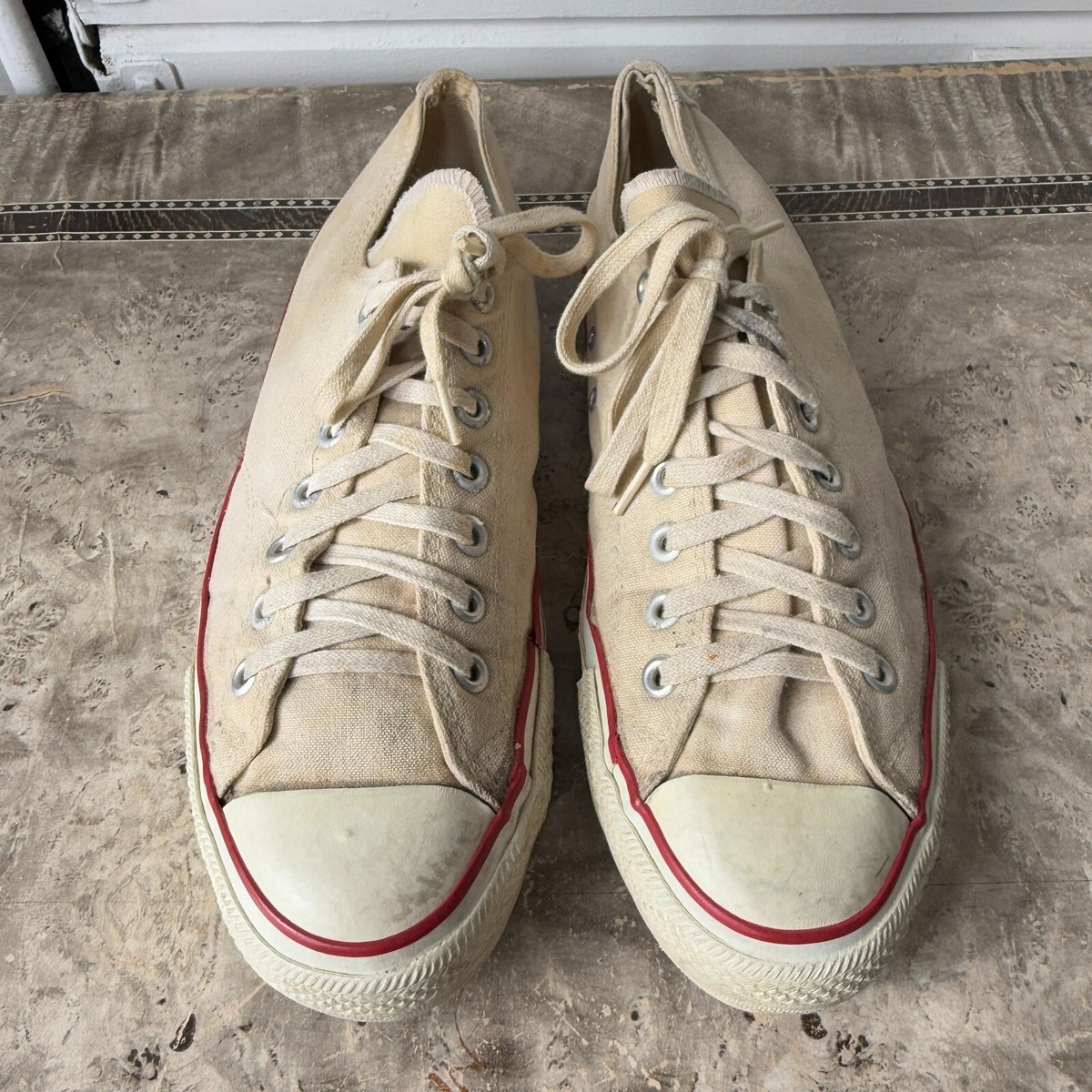 Vintage 1970s Converse Low Tops White Chucks Sneakers Made in USA 