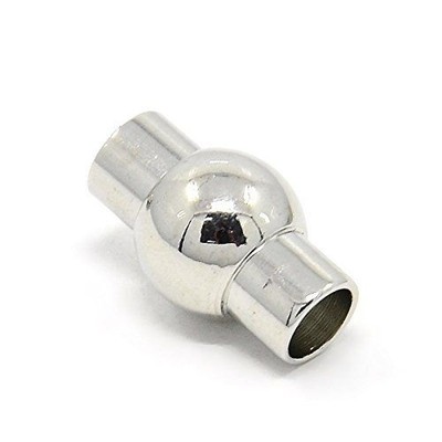 Kumihimo End Cap/ Magnetic Clasps (10 Sets) Silver Tone Hole