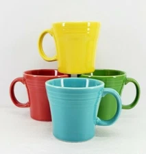 Set Lot 4 TAPERED MUG scarlet DAFFODIL shamrock turquoise FIESTA WARE 15 OZ new
