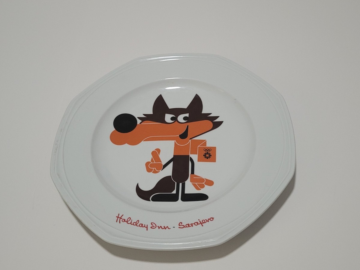 Vtg Sarajevo 1984 Winter Olympics Vucko The Wolf Mascot Plate