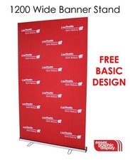 NEXT DAY ROLLER BANNER EXHIBITION STAND 1200MM WIDE NEW WITH QUALITY GRAPHIC