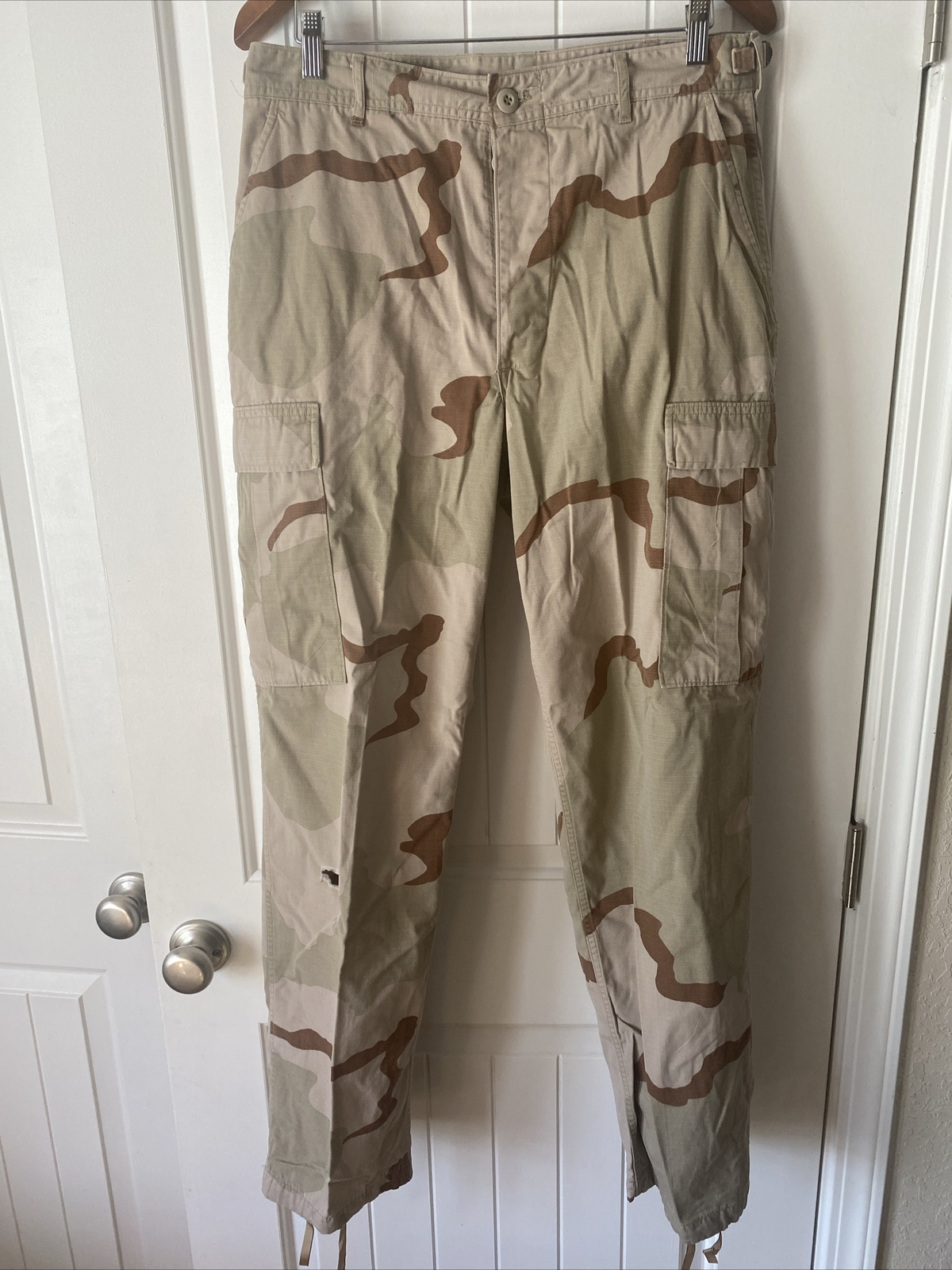 90'S US Military Camouflage Pattern Woodland Camo Ripstop BDU Military Jacket Made in USA MEDIUM-SHORT Men's M cotton Khaki type Vintage Second Hand
