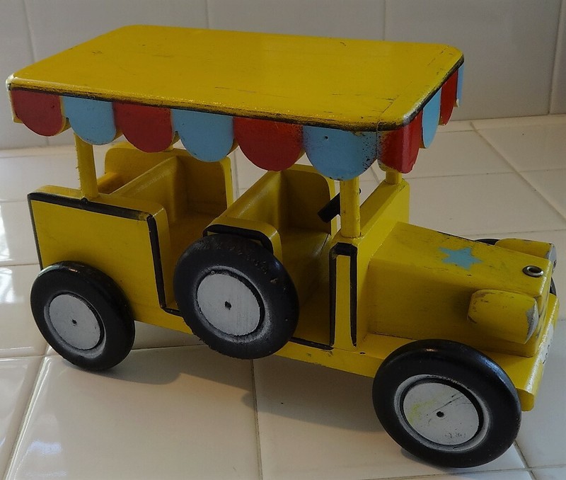 Vintage Rare Military 1940s -1960s Wood Toy Fire Truck/Car:  WWII? Vivid colors!