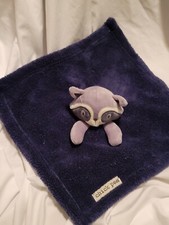 Chick Pea Navy Blue Gray Raccoon Fleece Baby Security Blanket Lovey 14" Plush