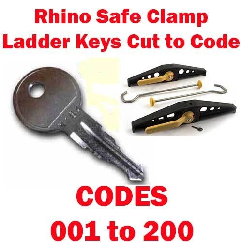 Rhino Safe Clamp Ladder Keys Cut to Code 001-200 CUT BY LOCKSMITHS FREE DELIVERY