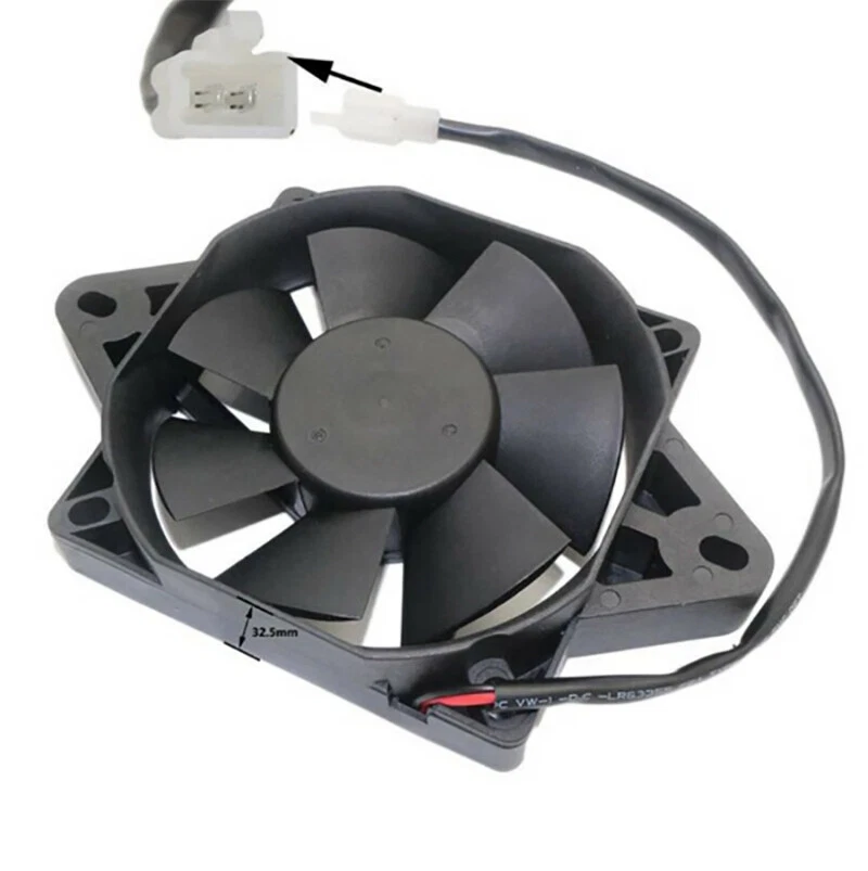 Ventilador radiador rendimiento moto ATV enfriador scooter aspas giratorias negras 12V Foto 2 de 4
