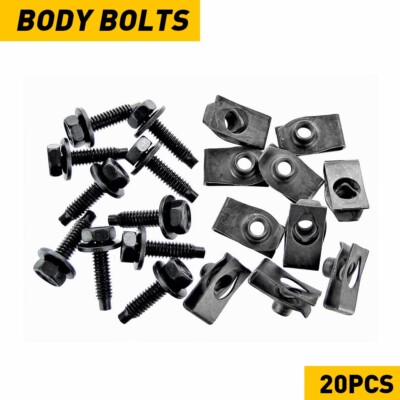 Clips 5/16-18 thread Bolts 5/16-18 x 1-3/16'' long. 1/2'' hex Car Body Bolt Clip