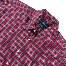 Ralph Lauren Men's Cotton Blake Plaid Button-Down Shirt Red   XL