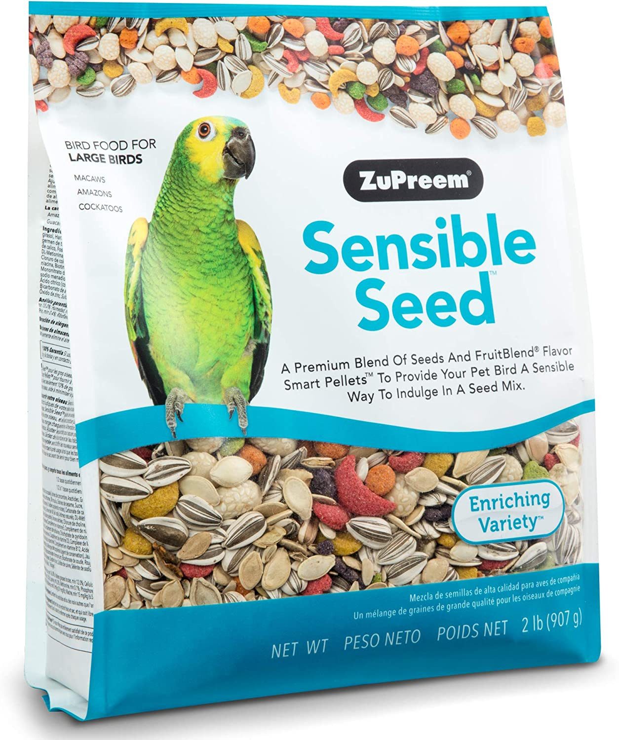 Sensible Seed Bird Food for Large Birds, 2 Lb Bag - Premium Blend of Seeds and F
