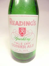 vintage ACL Soda POP Bottle: green READING'S GINGER ALE of READING, PA - 7 oz